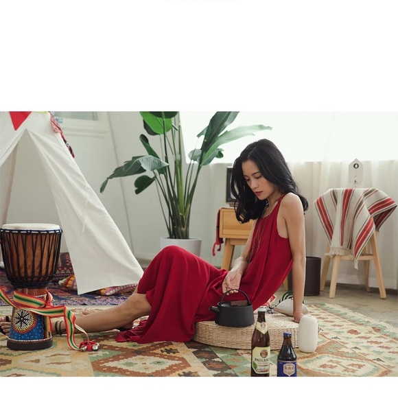 Red strip long dress. Bali Style, sexy and vintage - Picture 2 of 8